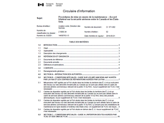 Circulaire d'information de Transports Canada, Procédures de mise en oeuvre de la maintenance