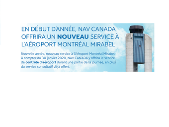 Communiqué : Nav Canada ajoute un service de contrôle d'aéroport dès le début 2020, à Mirabel