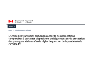 Communiqué de l'OTC - L'Office des transports du Canada accorde des dérogations temporaires